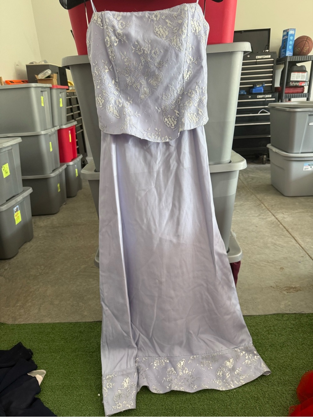 Lavender Strapless Beaded Evening Gown mp71